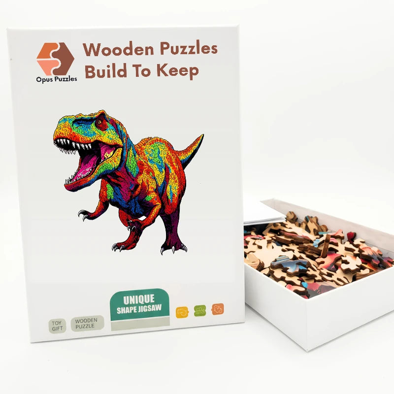 Prismatic T-Rex Wooden Puzzle – packaged wooden puzzle gift box
