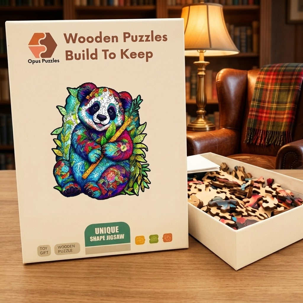 Bamboo Forest Panda Wooden Puzzle – packaged wooden puzzle gift box