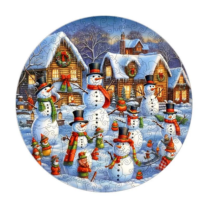 Snowman Village Christmas Wooden Puzzle
