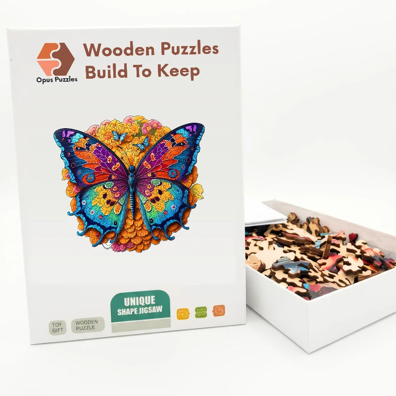 Stained Glass Butterfly Wooden Puzzle – packaged wooden puzzle gift box