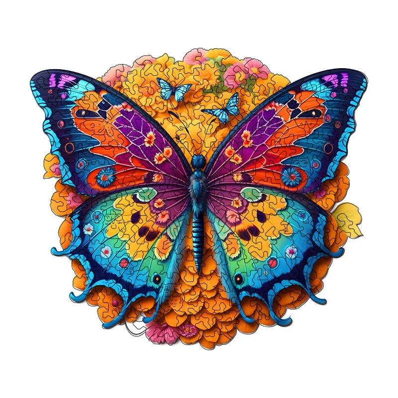 Stained Glass Butterfly Wooden Puzzle