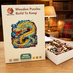 Golden Eastern Dragon Wooden Puzzle – packaged wooden puzzle gift box
