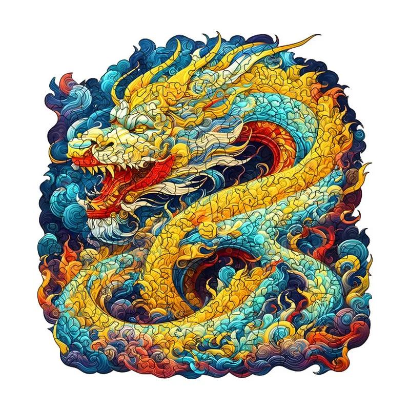 Golden Eastern Dragon Wooden Puzzle