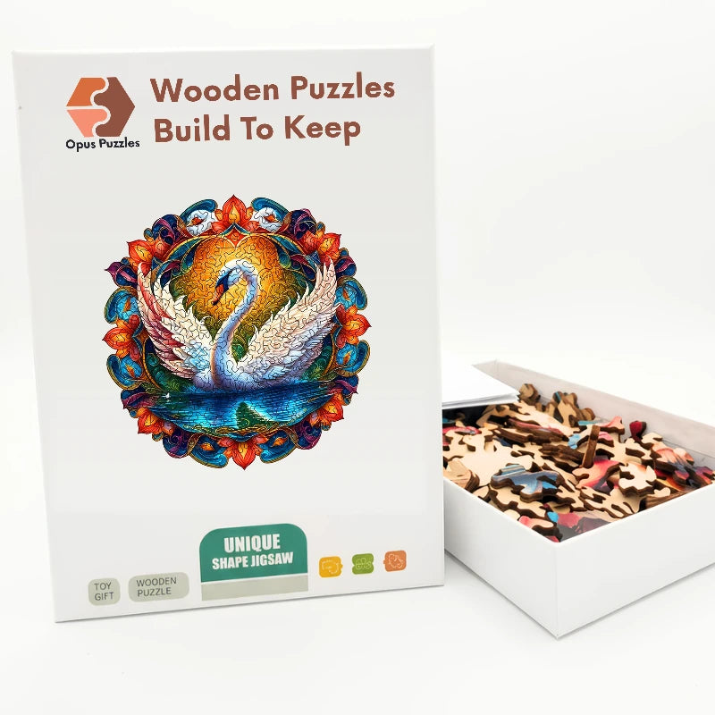 Mandala Swan Wooden Puzzle – packaged wooden puzzle gift box