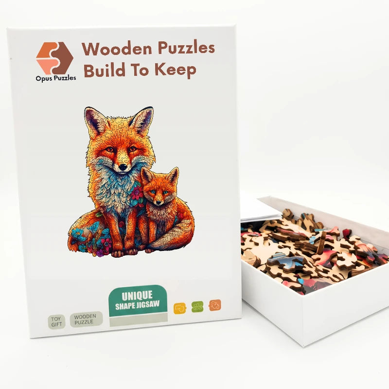 Fox and Kit Wooden Puzzle – packaged wooden puzzle gift box