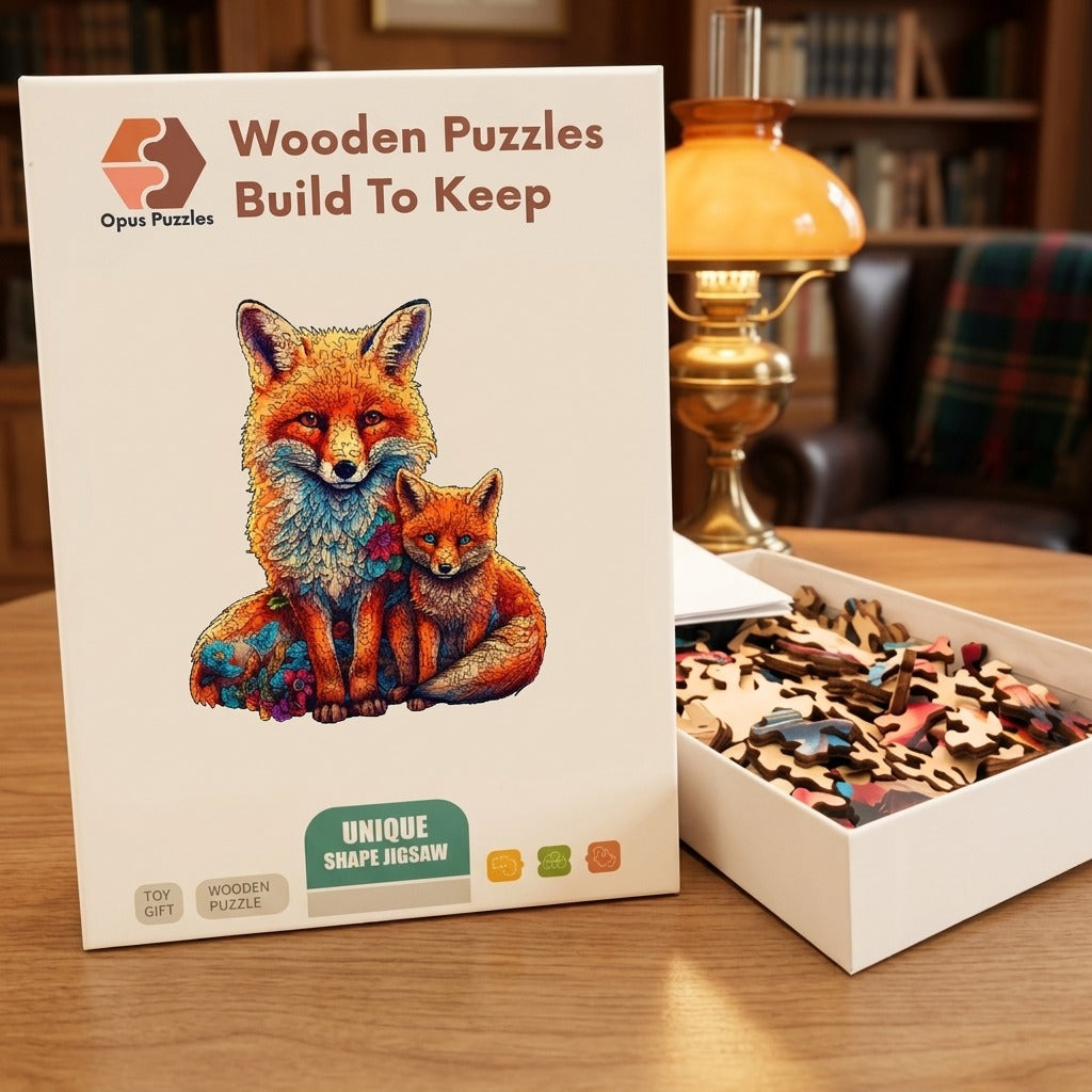 Fox and Kit Wooden Puzzle – packaged wooden puzzle gift box