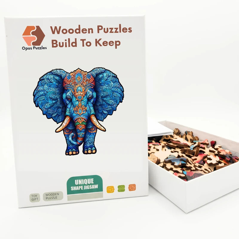 Mandala Elephant Wooden Puzzle – packaged wooden puzzle gift box
