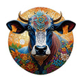 Highland Flower Cow Wooden Puzzle