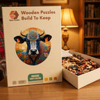 Highland Flower Cow Wooden Puzzle – packaged wooden puzzle gift box