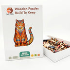 Mandala Orange Cat Wooden Puzzle – packaged wooden puzzle gift box
