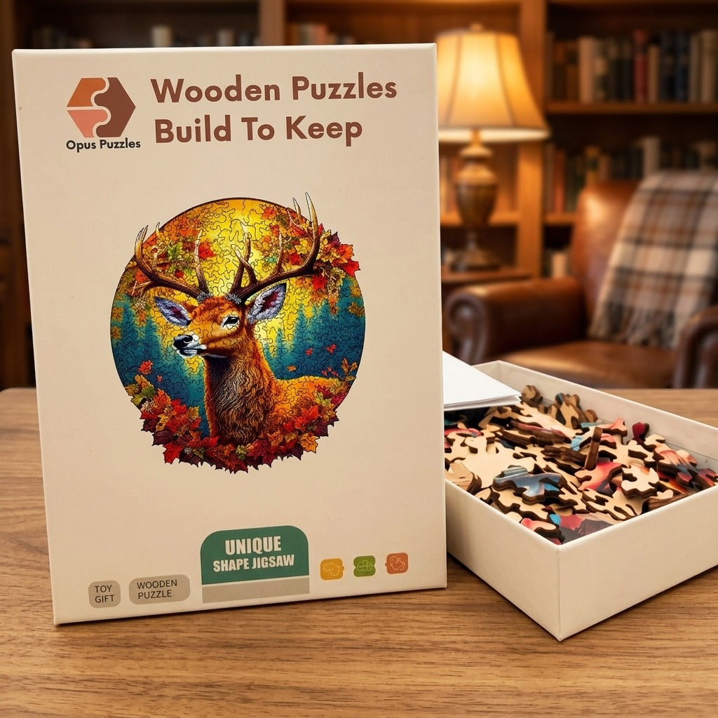Autumn Stag Wooden Puzzle – packaged wooden puzzle gift box