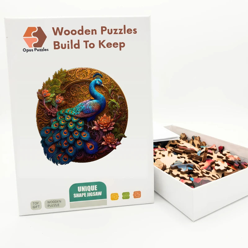 Regal Peacock Wooden Puzzle – packaged wooden puzzle gift box