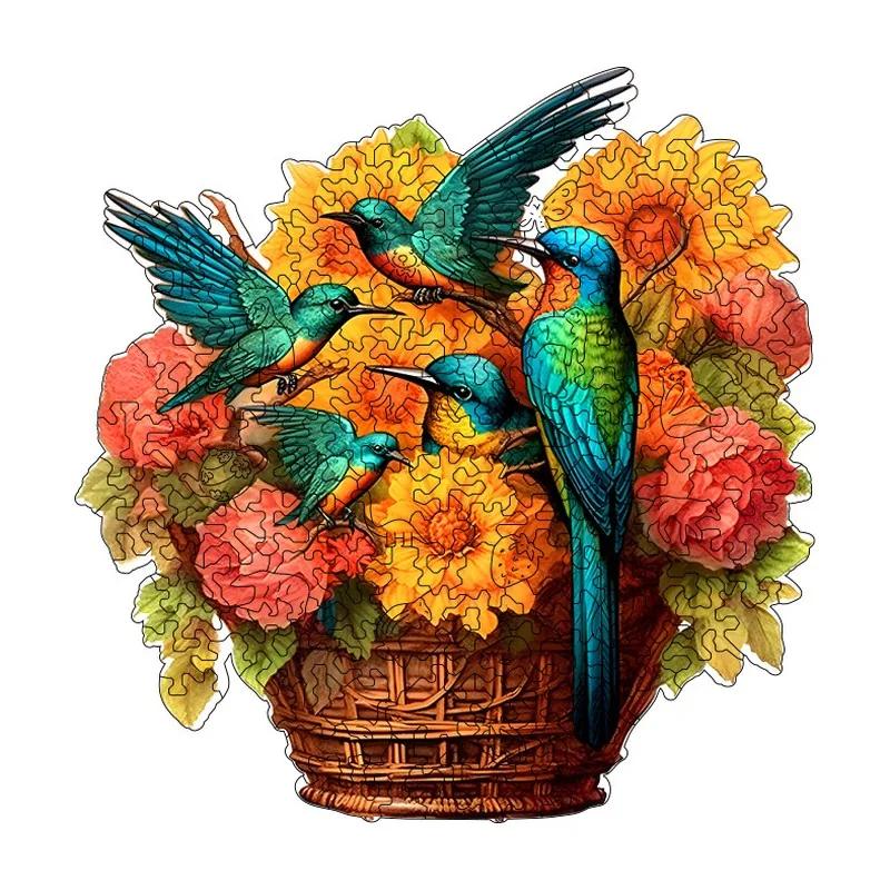 Hummingbird Bouquet Wooden Puzzle