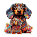 Dachshund and Pup Wooden Puzzle