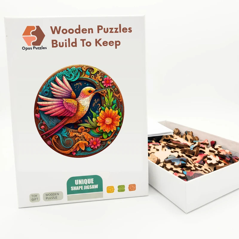Hummingbird Medallion Wooden Puzzle – packaged wooden puzzle gift box