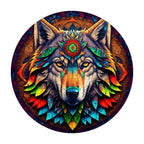 Tribal Wolf Mandala Wooden Puzzle
