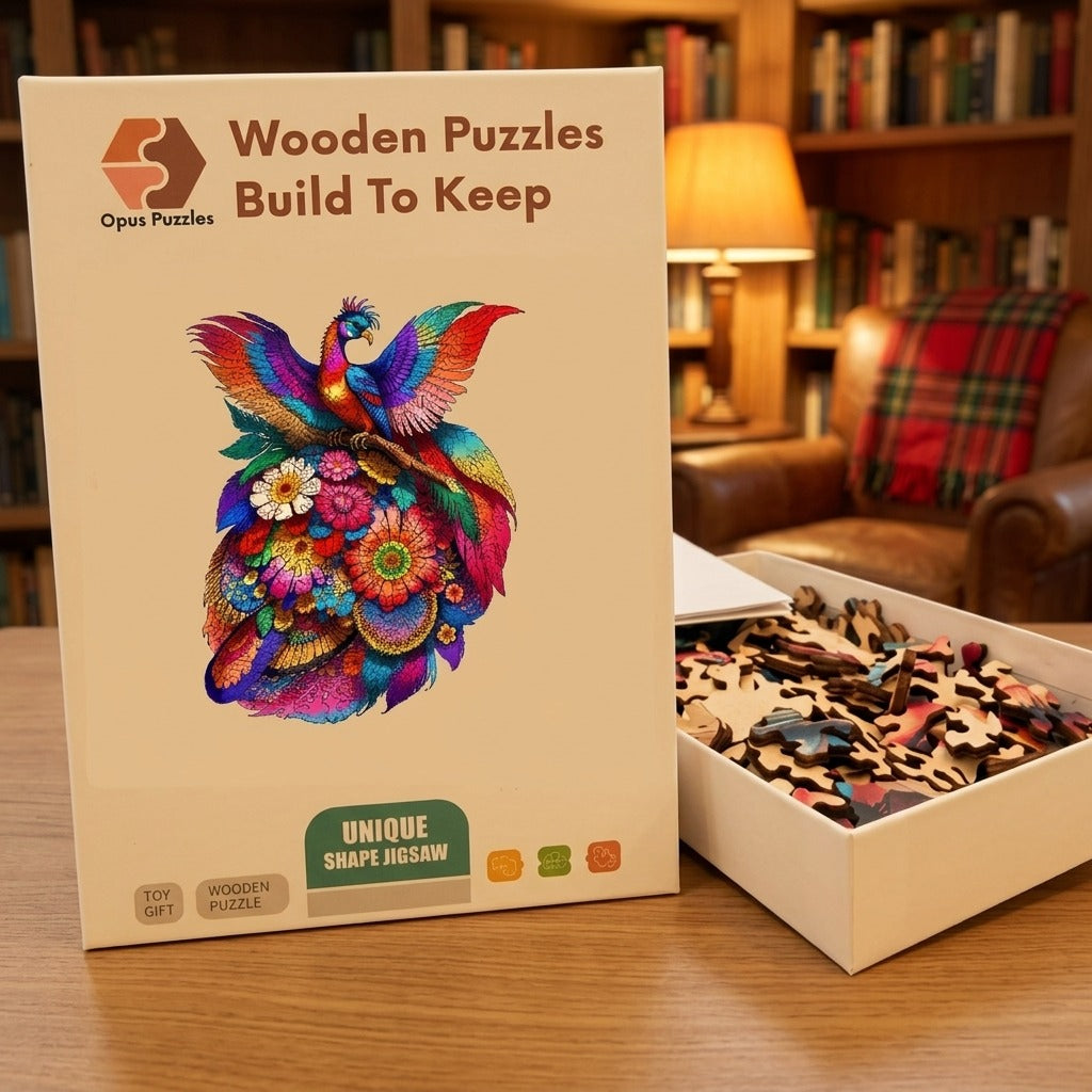 Flower Phoenix Wooden Puzzle – packaged wooden puzzle gift box