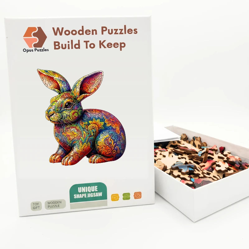 Rainbow Rabbit Wooden Puzzle – packaged wooden puzzle gift box