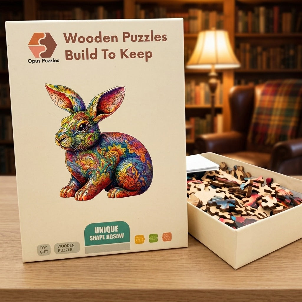 Rainbow Rabbit Wooden Puzzle – packaged wooden puzzle gift box