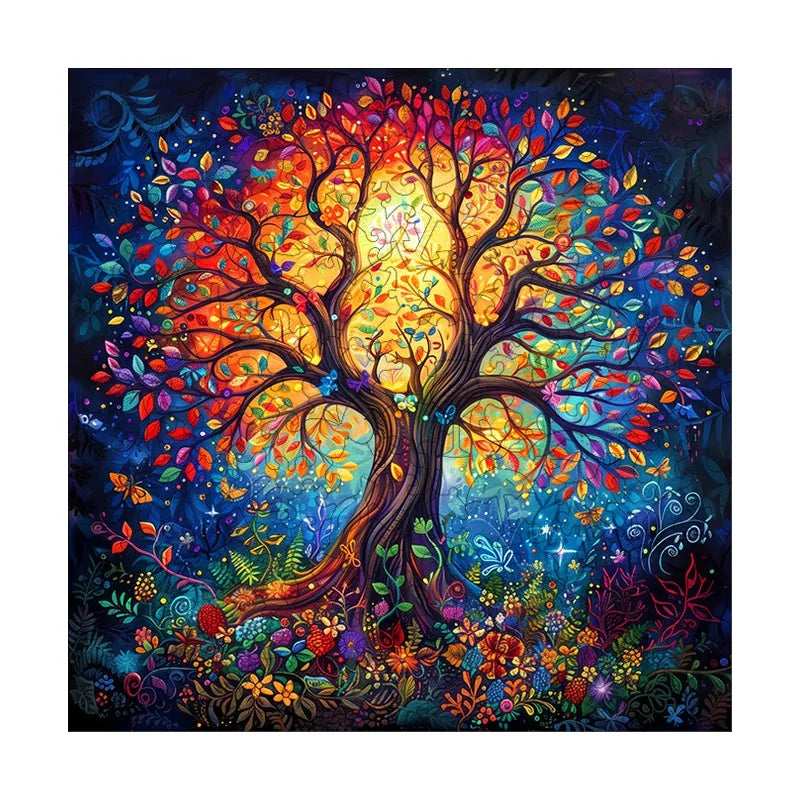 Tree Of Life Glow round wooden puzzle