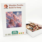 Pink Cloud Pagodas Wooden Puzzle – packaged wooden puzzle gift box