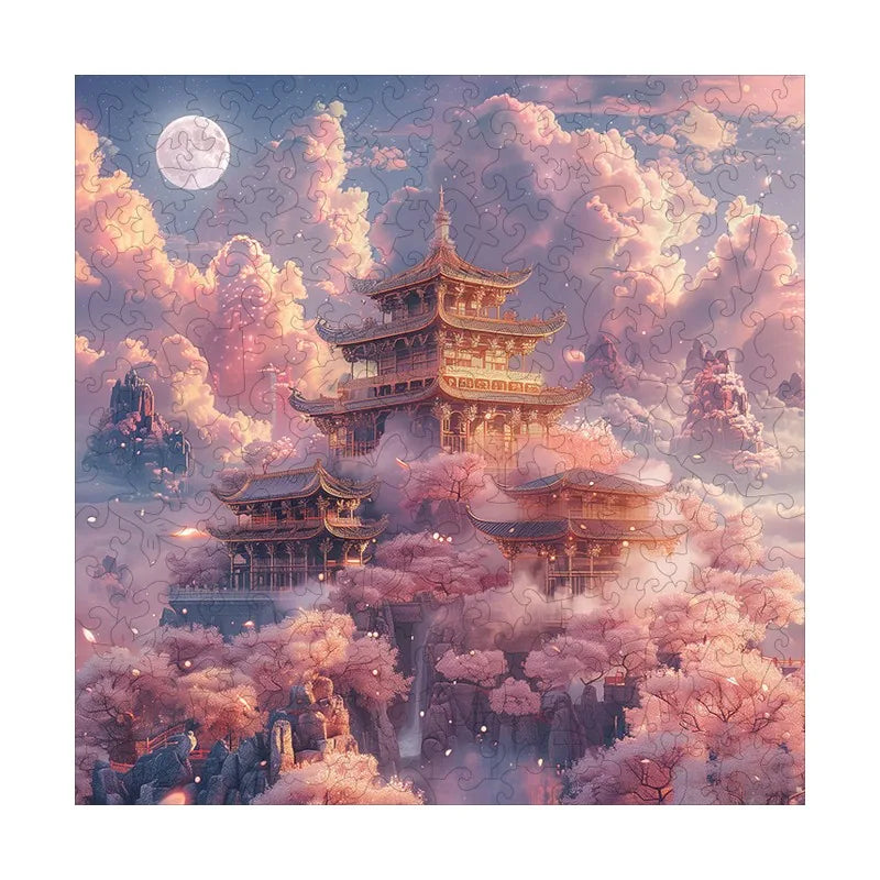 Cloud Pagoda Dusk round wooden puzzle
