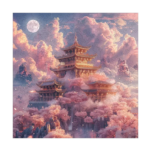 Cloud Pagoda Dusk round wooden puzzle