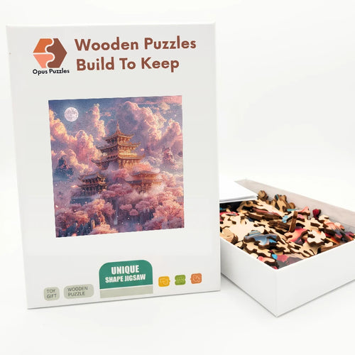 Cloud Pagoda Dusk Wooden Puzzle – packaged wooden puzzle gift box