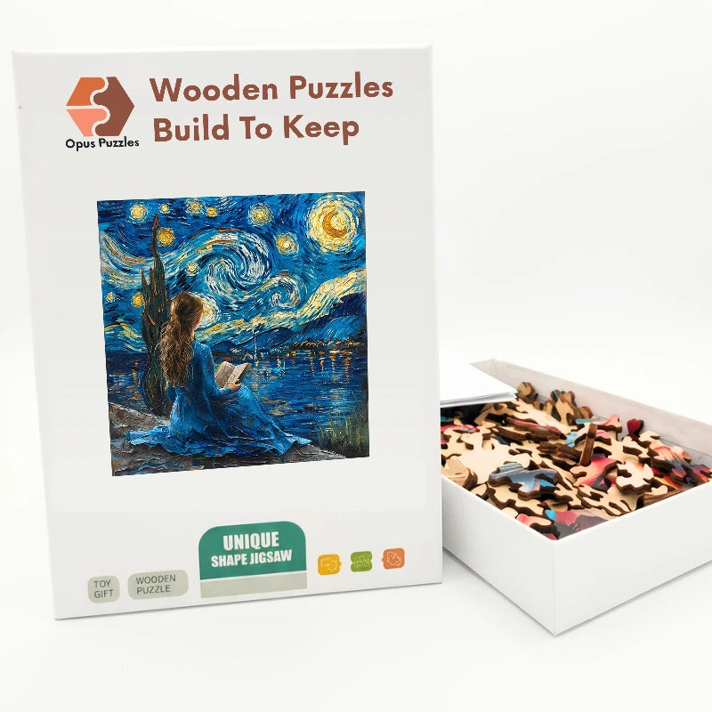 Starry Night Reader Wooden Puzzle – packaged wooden puzzle gift box