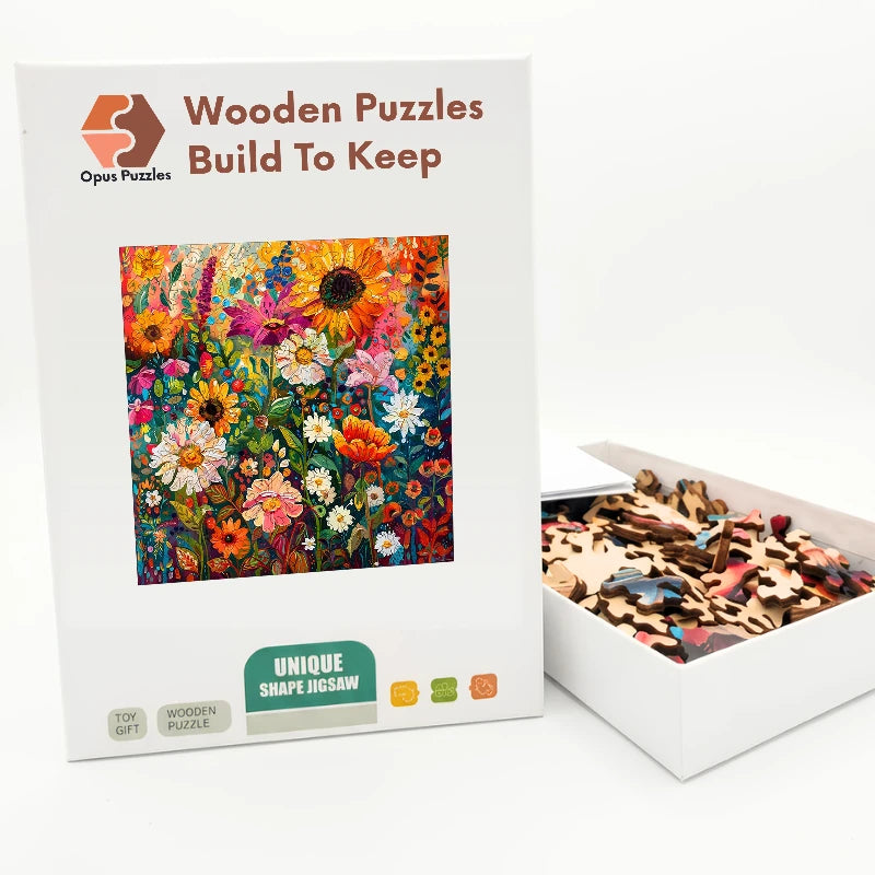 Wildflower Burst Wooden Puzzle – packaged wooden puzzle gift box