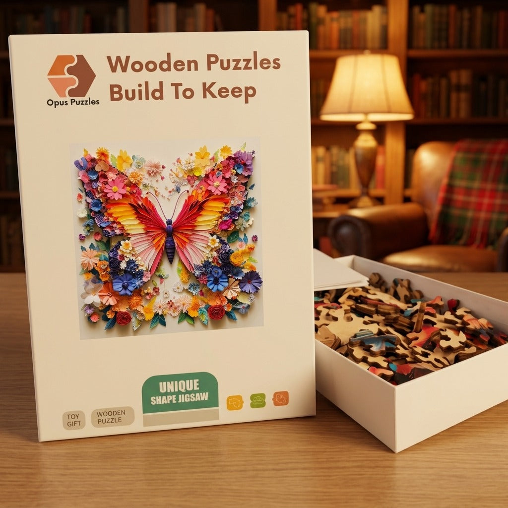 Paper Flower Butterfly Wooden Puzzle – packaged wooden puzzle gift box