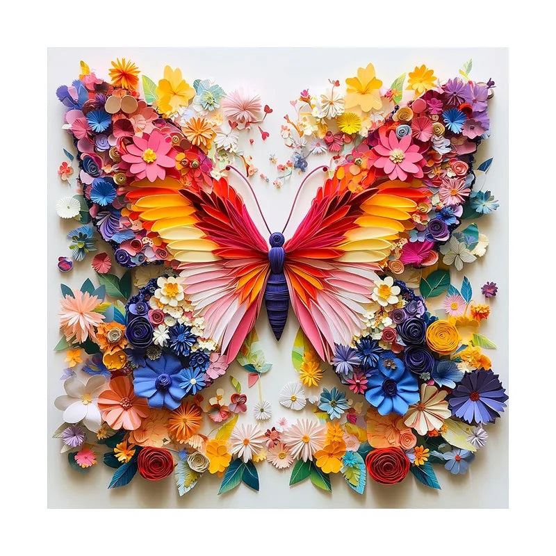 Paper Flower Butterfly round wooden puzzle