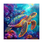 Cosmic Sea Turtle round wooden puzzle