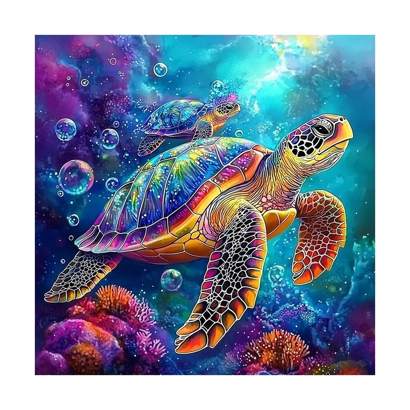 Cosmic Sea Turtle round wooden puzzle