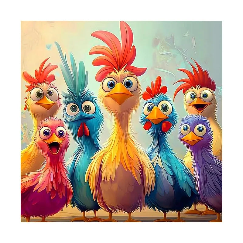 Funny Chicken Crew round wooden puzzle