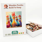Funny Chicken Crew Wooden Puzzle – packaged wooden puzzle gift box