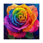 Rainbow Rose Dew round wooden puzzle