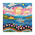 Seaside Rose Cottage round wooden puzzle