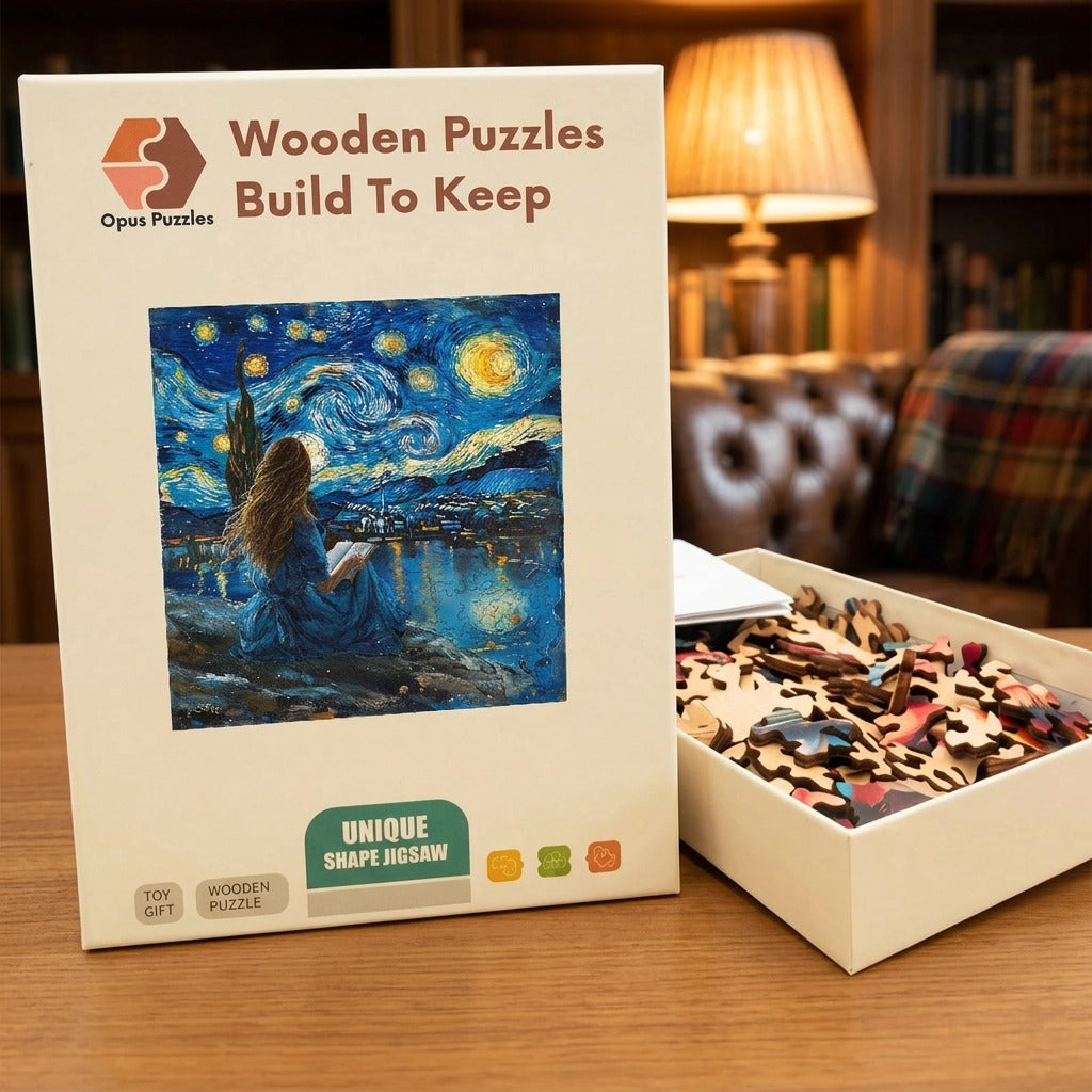 Riverside Starry Reader Wooden Puzzle – packaged wooden puzzle gift box