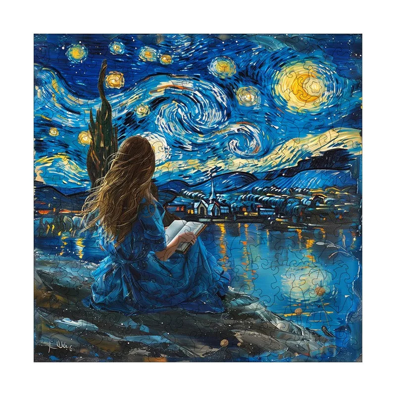 Riverside Starry Reader round wooden puzzle