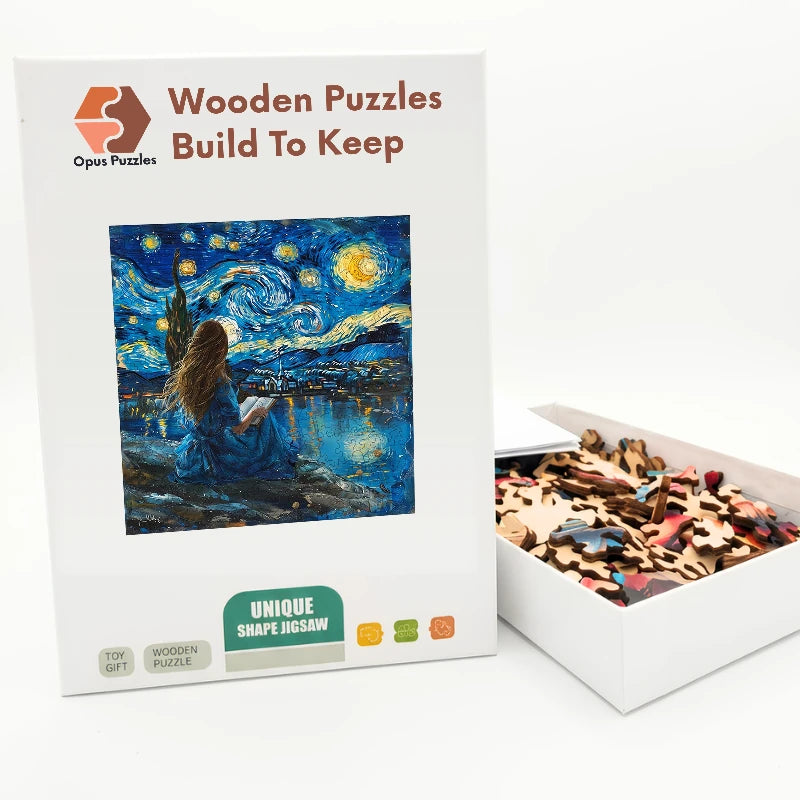 Riverside Starry Reader Wooden Puzzle – packaged wooden puzzle gift box