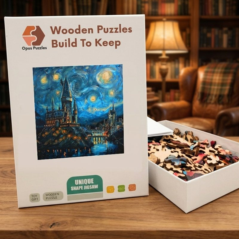 Starry Wizard Castle Wooden Puzzle – packaged wooden puzzle gift box