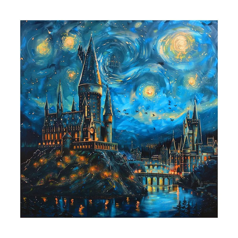 Starry Wizard Castle round wooden puzzle