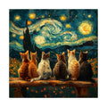Starry Night Cats round wooden puzzle