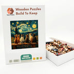 Starry Night Cats Wooden Puzzle – packaged wooden puzzle gift box