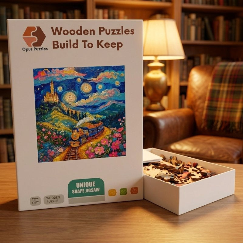 Storybook Castle Train Wooden Puzzle – packaged wooden puzzle gift box