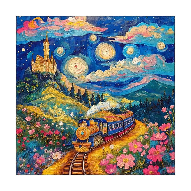 Storybook Castle Train round wooden puzzle