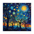 Starry Night Forest round wooden puzzle