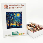 Starry Night Forest Wooden Puzzle – packaged wooden puzzle gift box