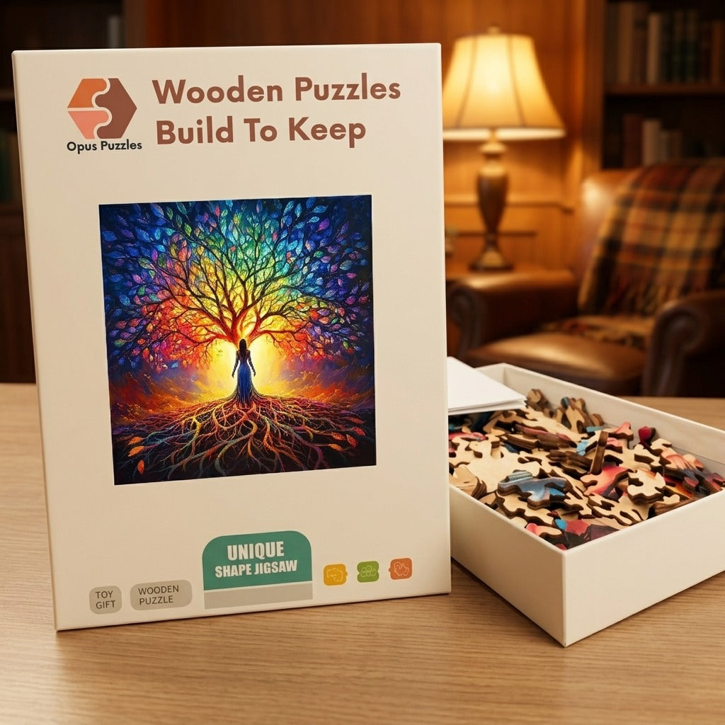 Tree Of Life Glow Wooden Puzzle – packaged wooden puzzle gift box
